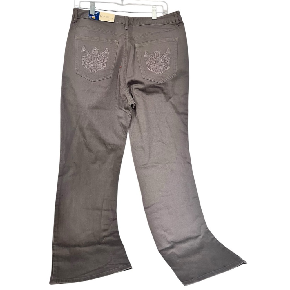 Talbots Gray Flared Jeans with Embroidered Pockets sz 12 NWT